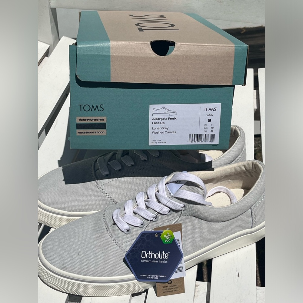☀️NIB Toms Alpargata Fenix Lace On Lunar Grey Size 9 - Picture 2 of 2